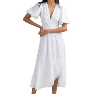 Shoshanna Jordi Puff-Sleeve Eyelet Dress Optic White Size 12